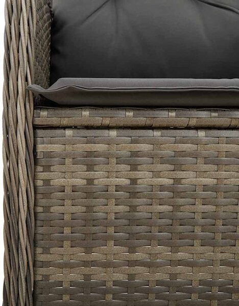9 részes szürke polyrattan kerti bisztrógarnitúra párnákkal