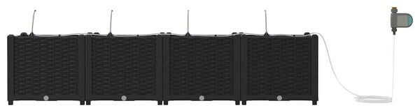 Kerti cserép 4 db Fekete 160 x 40 x 37,5 cm PP