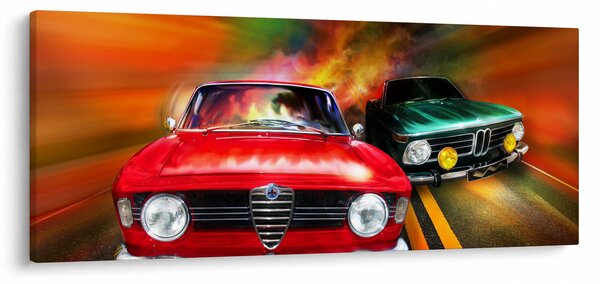 Kép - Retro versenyautók (120x50 cm)