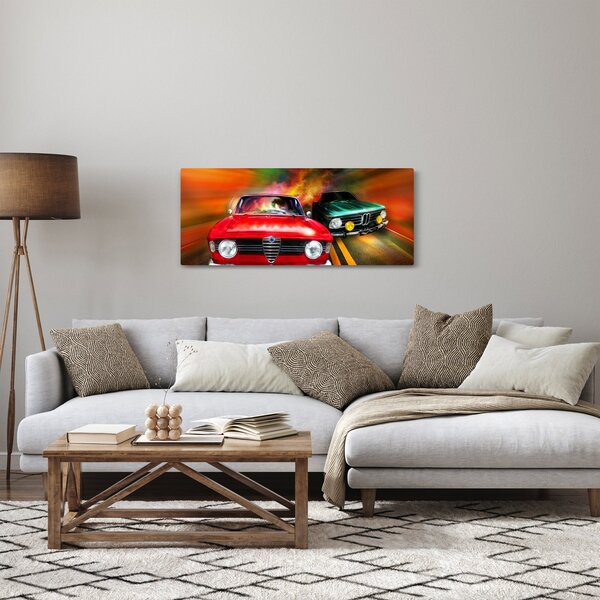 Kép - Retro versenyautók (120x50 cm)