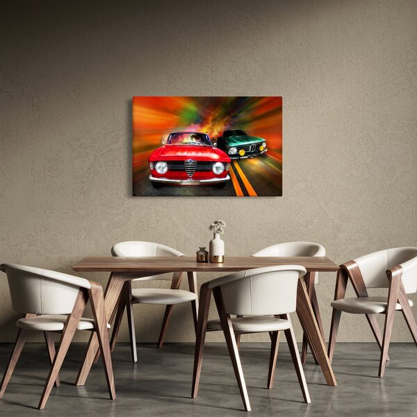 Kép - Retro versenyautók (90x60 cm)
