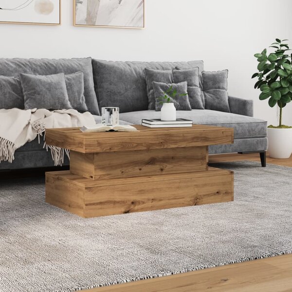 Kézműves tölgy színű dohányzóasztal LED-lámpákkal 90x50x40 cm