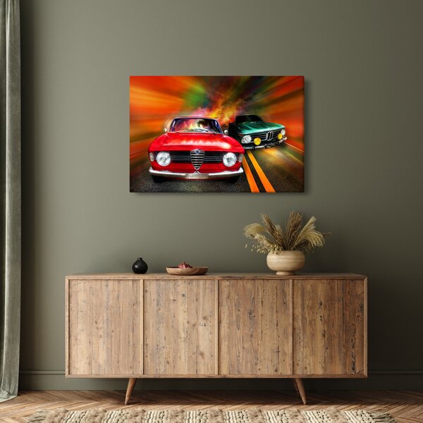 Kép - Retro versenyautók (90x60 cm)