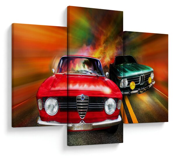 Kép - Retro versenyautók (90x60 cm)