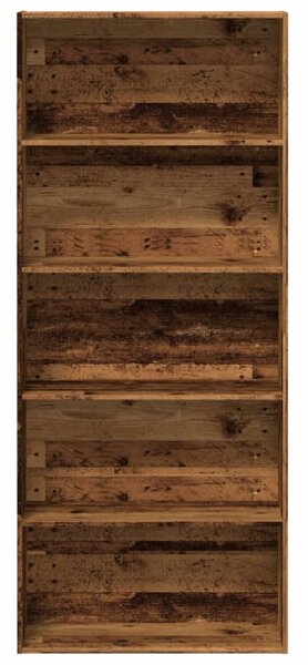 Antik fa színű szerelt fa könyvszekrény 80 x 30 x 189 cm