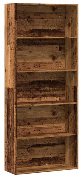 Antik fa színű szerelt fa könyvszekrény 80 x 30 x 189 cm