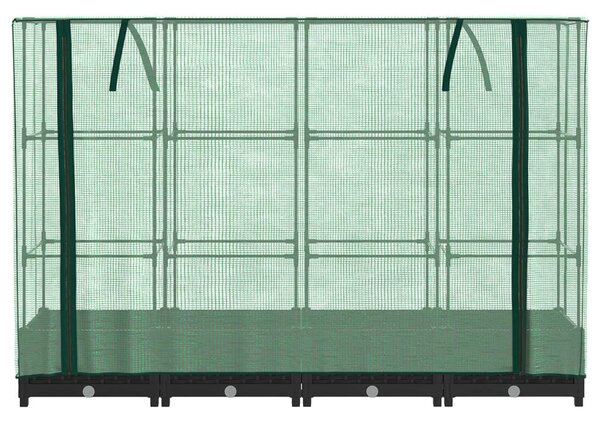 Rattan hatású magaságyás üvegháztakaróval 160 x 40 x 123 cm