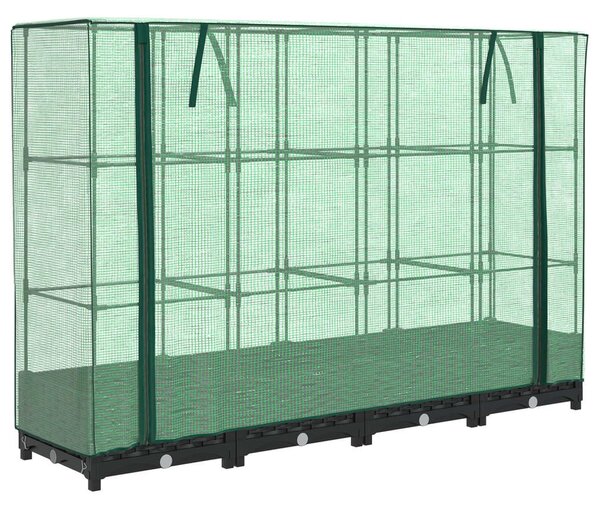 Rattan hatású magaságyás üvegháztakaróval 160 x 40 x 123 cm