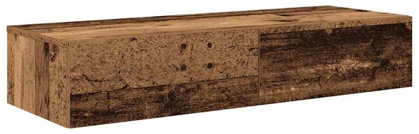 Falipolc fiókokkal régi fa 100x36x19 cm műszaki fa