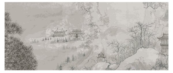 Kép - Kínai táj (120x50 cm)