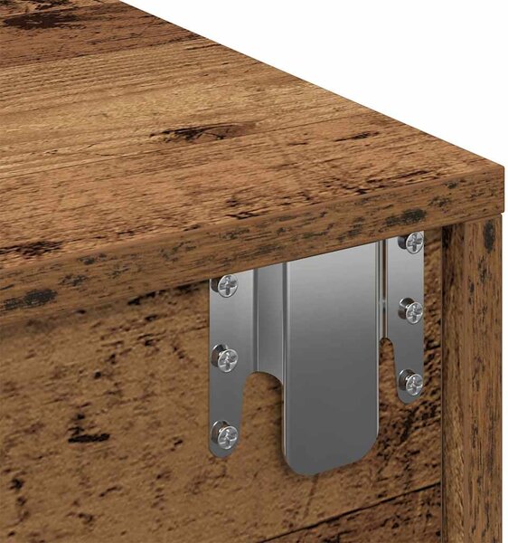 Falipolc fiókokkal régi fa 100x36x19 cm műszaki fa