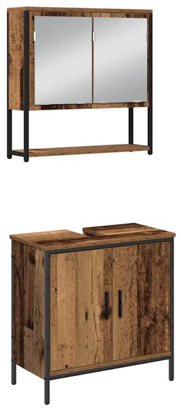 Fürdőszoba bútor szett 3 db Barna 33 x 33 x 113,5 cm Szerelt fa