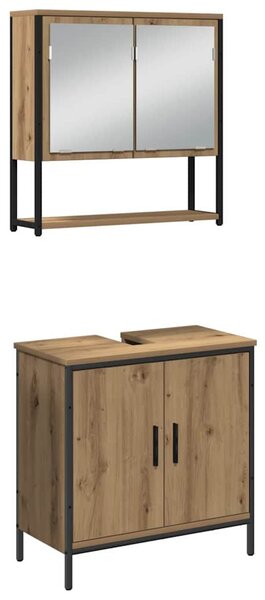 Fürdőszoba bútor szett 3 db Barna 33 x 33 x 185,5 cm Szerelt fa