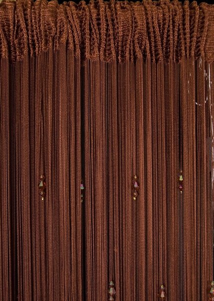 Függöny SPAGETTI(zsinórfüggöny) barna, gyöngyökkel 150x280