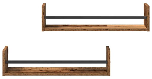 Falpolc Falra szerelhető 2 db Öreg fa 60 x 16 x 14 cm