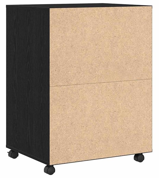 Cabinet polcokkal kerékkel Fekete tölgy 60 x 48 x 74.5 cm