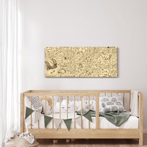 Kép - Vintage térkép, illusztrációk (120x50 cm)
