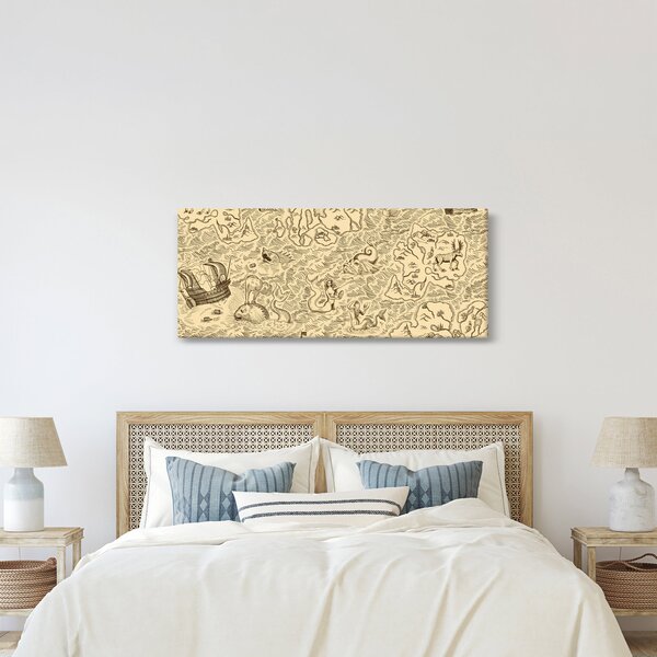Kép - Vintage térkép, illusztrációk (120x50 cm)
