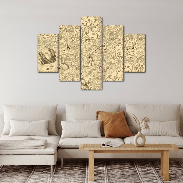 Kép - Vintage térkép, illusztrációk (150x105 cm)
