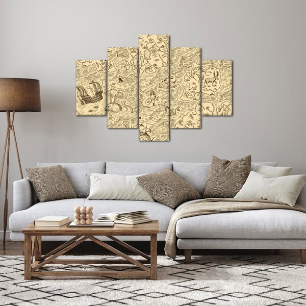 Kép - Vintage térkép, illusztrációk (150x105 cm)