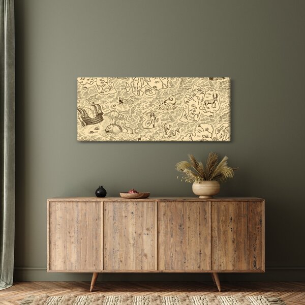 Kép - Vintage térkép, illusztrációk (120x50 cm)