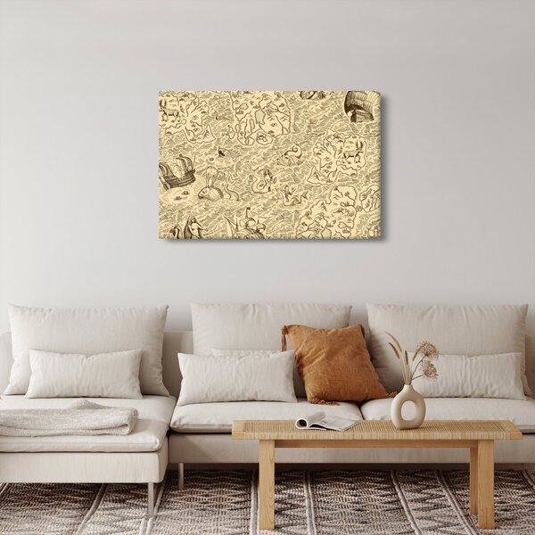 Kép - Vintage térkép, illusztrációk (90x60 cm)