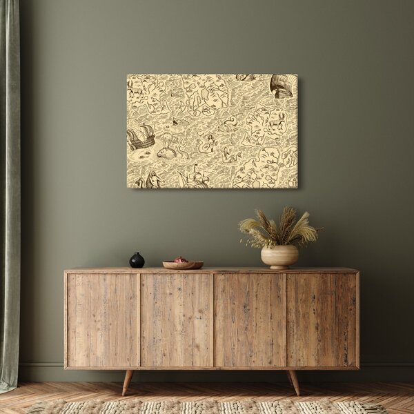 Kép - Vintage térkép, illusztrációk (90x60 cm)
