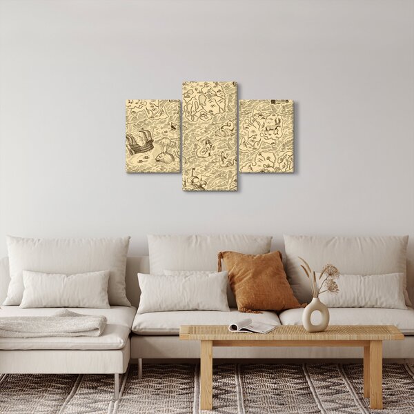 Kép - Vintage térkép, illusztrációk (90x60 cm)