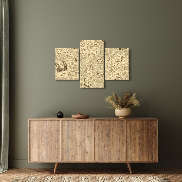 Kép - Vintage térkép, illusztrációk (90x60 cm)