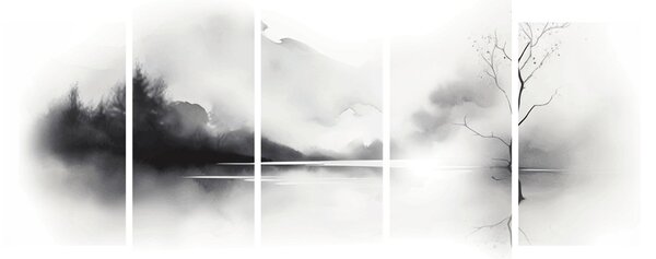 Kép - Tintafestmény tájkép (150x105 cm)