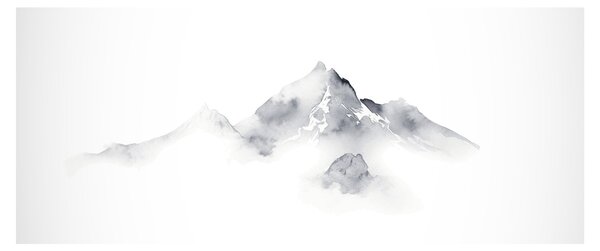 Kép - Tinta festmény hegyek (120x50 cm)
