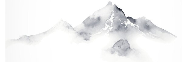 Kép - Tinta festmény hegyek (70x50 cm)