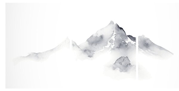 Kép - Tinta festmény hegyek (90x60 cm)