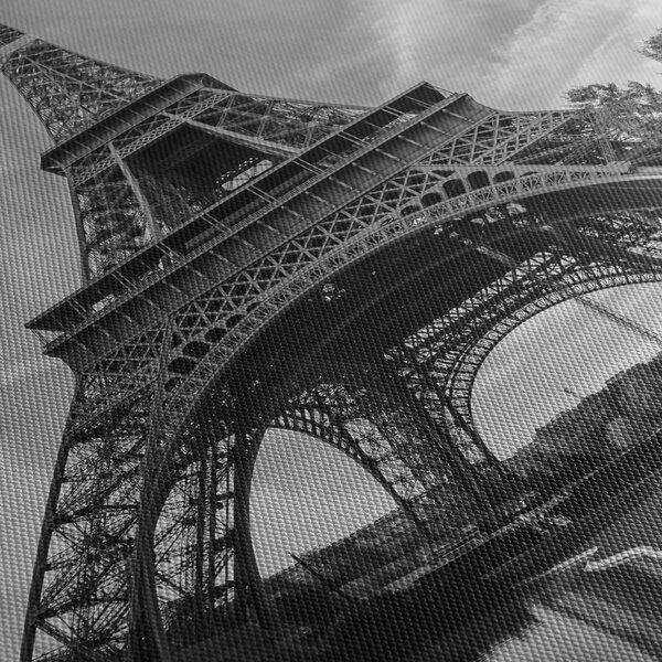 Kép - Eiffel-torony, fekete-fehér (120x50 cm)
