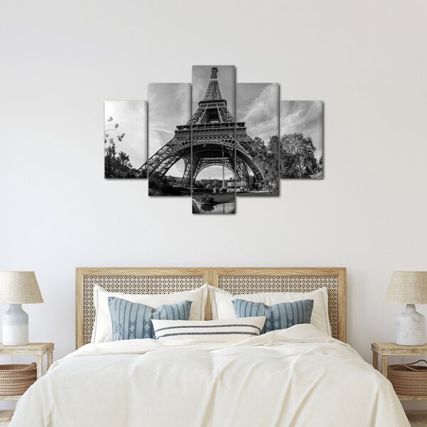 Kép - Eiffel-torony, fekete-fehér (150x105 cm)