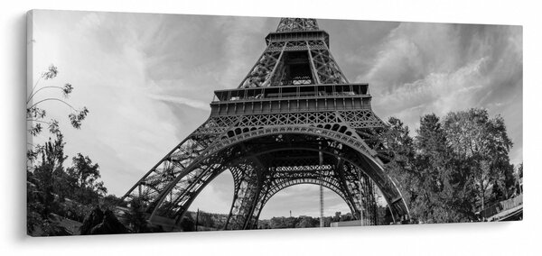 Kép - Eiffel-torony, fekete-fehér (120x50 cm)