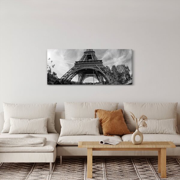 Kép - Eiffel-torony, fekete-fehér (120x50 cm)