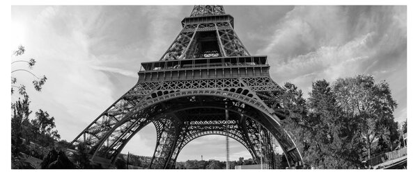 Kép - Eiffel-torony, fekete-fehér (120x50 cm)