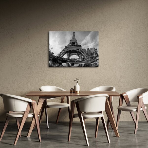 Kép - Eiffel-torony, fekete-fehér (70x50 cm)