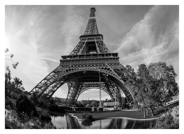 Kép - Eiffel-torony, fekete-fehér (70x50 cm)