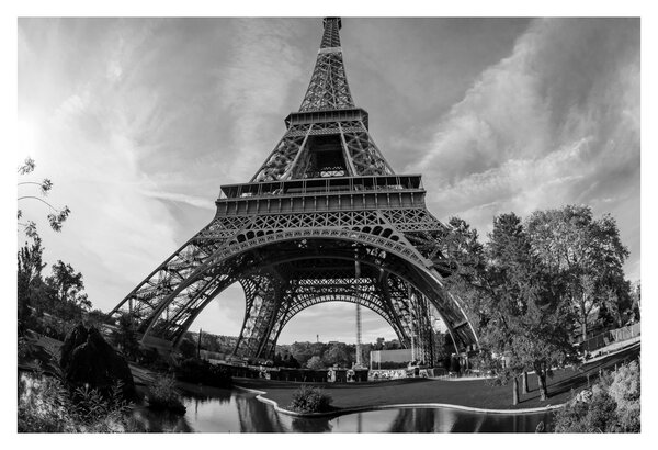 Kép - Eiffel-torony, fekete-fehér (90x60 cm)