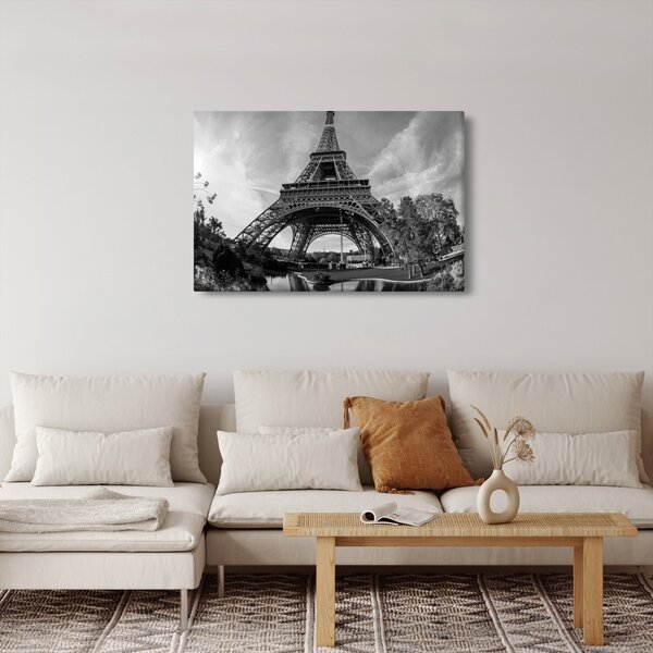 Kép - Eiffel-torony, fekete-fehér (90x60 cm)