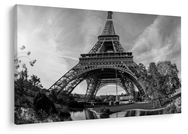 Kép - Eiffel-torony, fekete-fehér (90x60 cm)