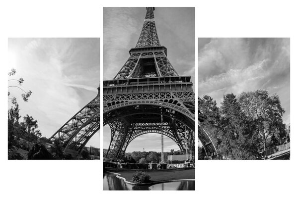 Kép - Eiffel-torony, fekete-fehér (90x60 cm)