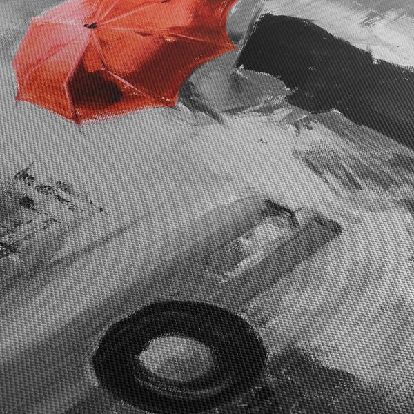 Kép - Szerelmespár egy esernyő alatt, piros (120x50 cm)