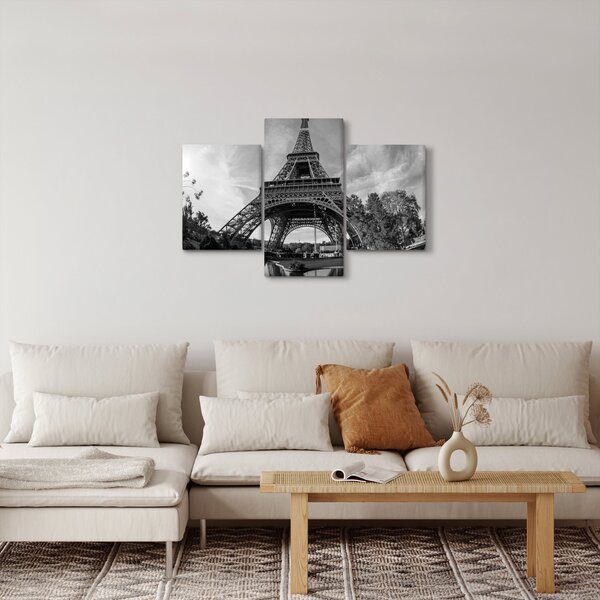 Kép - Eiffel-torony, fekete-fehér (90x60 cm)