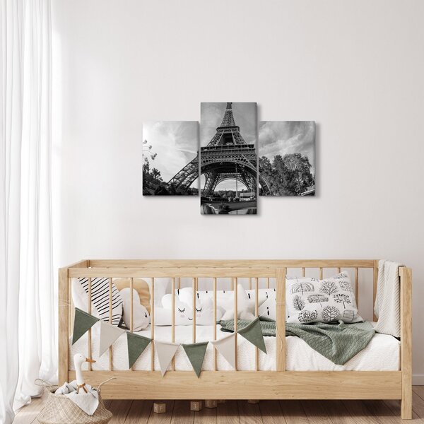 Kép - Eiffel-torony, fekete-fehér (90x60 cm)