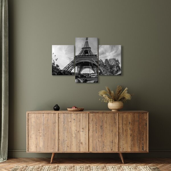 Kép - Eiffel-torony, fekete-fehér (90x60 cm)