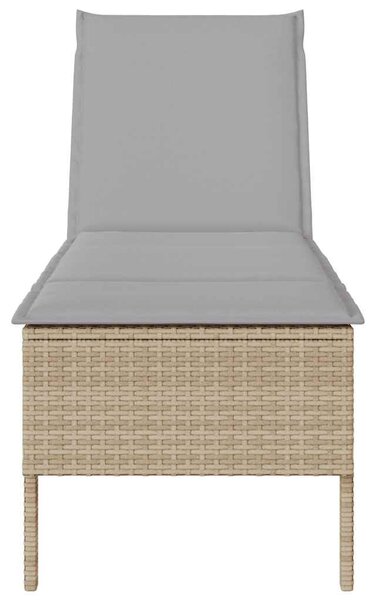 Bézs polyrattan napozóágy párnával 55x200x44 cm