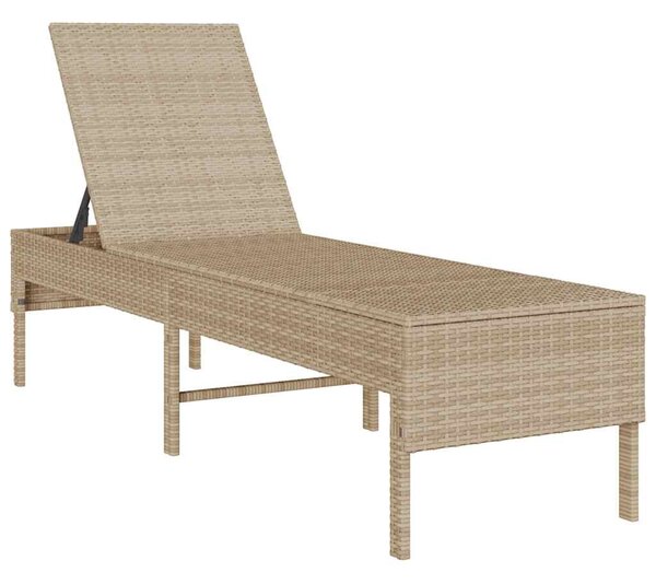 Bézs polyrattan napozóágy párnával 55x200x44 cm
